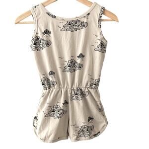 Jelly Alligator Treasure Island Tank Romper One Piece - Beige Black - 8-9Y